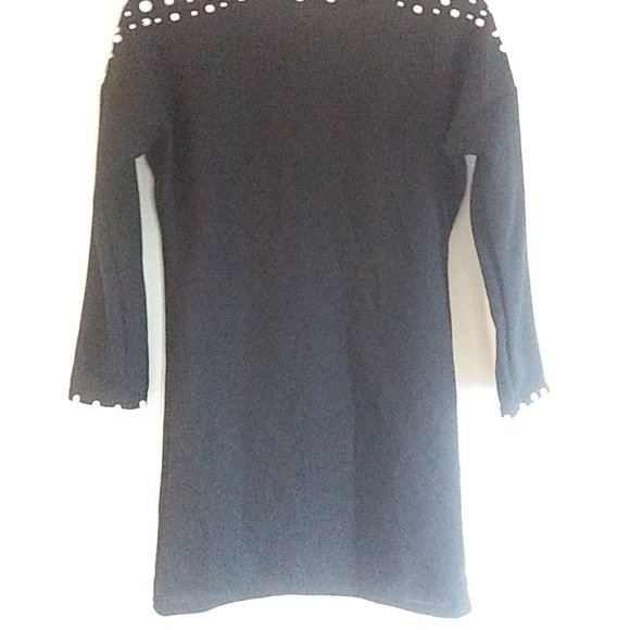 Women's Backless Mini Dress With Beaded Trim/Faux Pearls - Black - Size Small - Picture 3 of 16